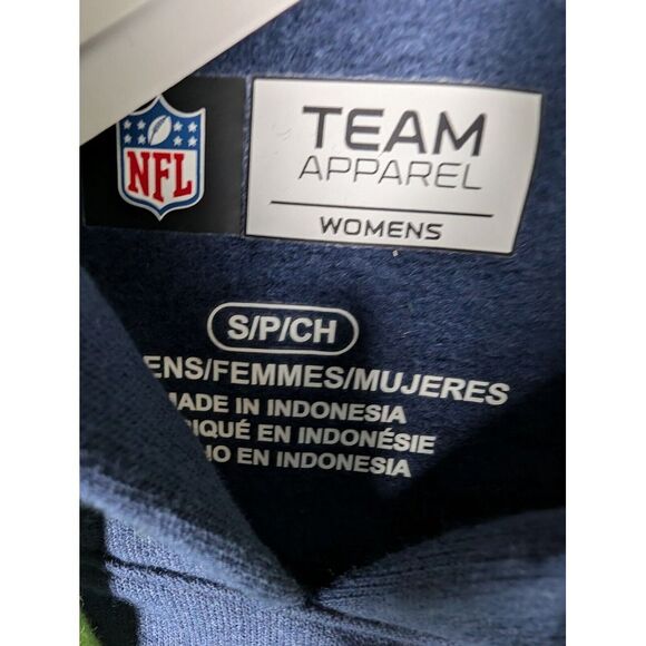 NFL Seattle Seahawks Women's Blue and Neon Green Hoodie Sweatshirt - Picture 7 of 10